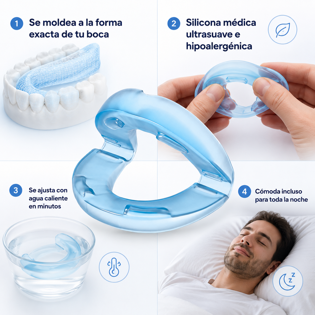 Se moldea a la forma exacta de tu boca
